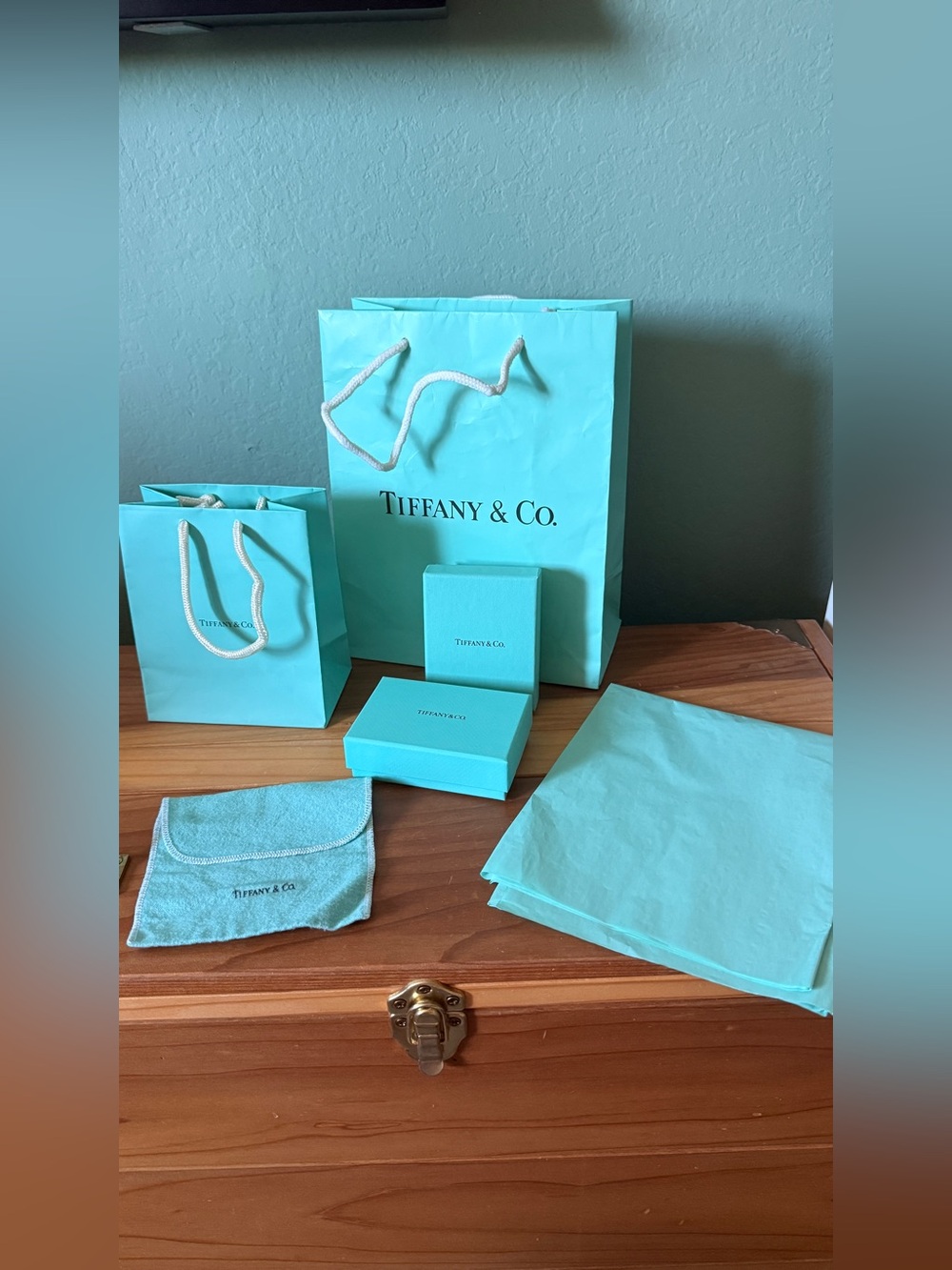 Tiffany & Co. Empty Packaging Lot 2 Boxes 2 Bags Pouch Tissue Paper